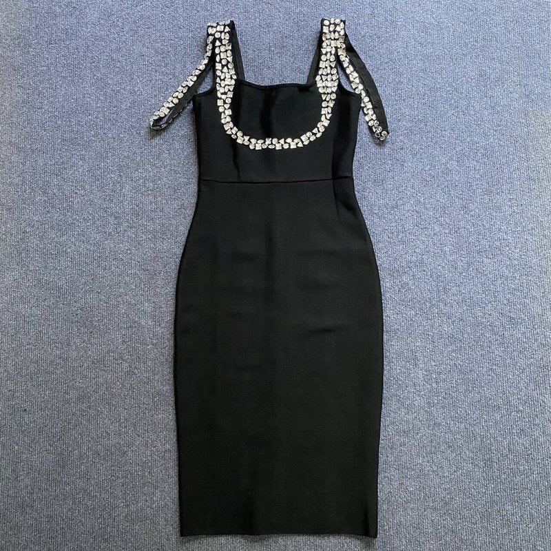 Pearl-Embellished Square Neck Mermaid Dress H6147
