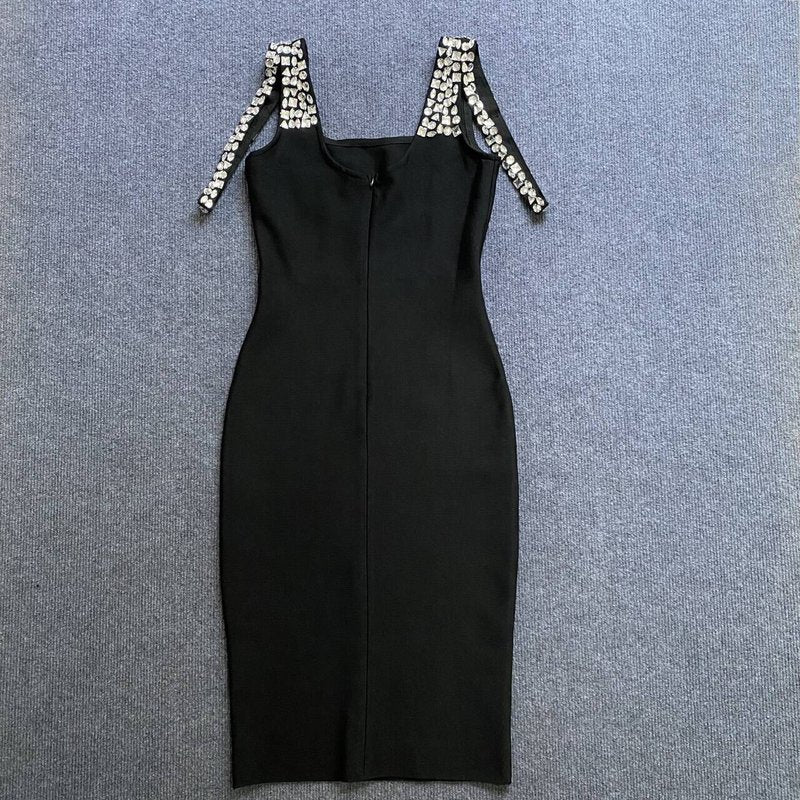 Pearl-Embellished Square Neck Mermaid Dress H6147
