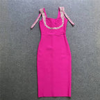 Pearl-Embellished Square Neck Mermaid Dress H6147