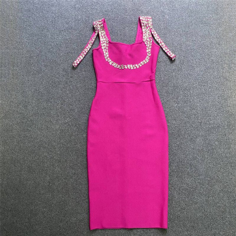 Pearl-Embellished Square Neck Mermaid Dress H6147