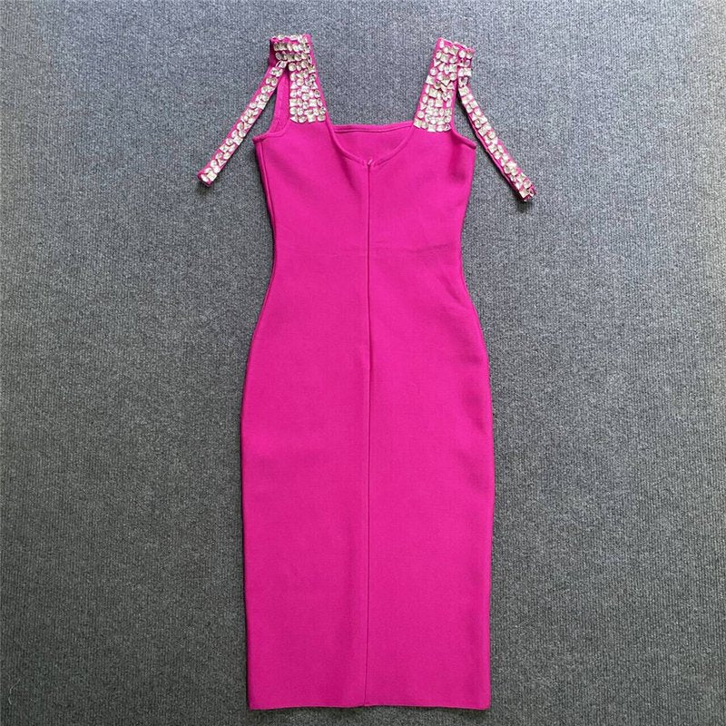 Pearl-Embellished Square Neck Mermaid Dress H6147