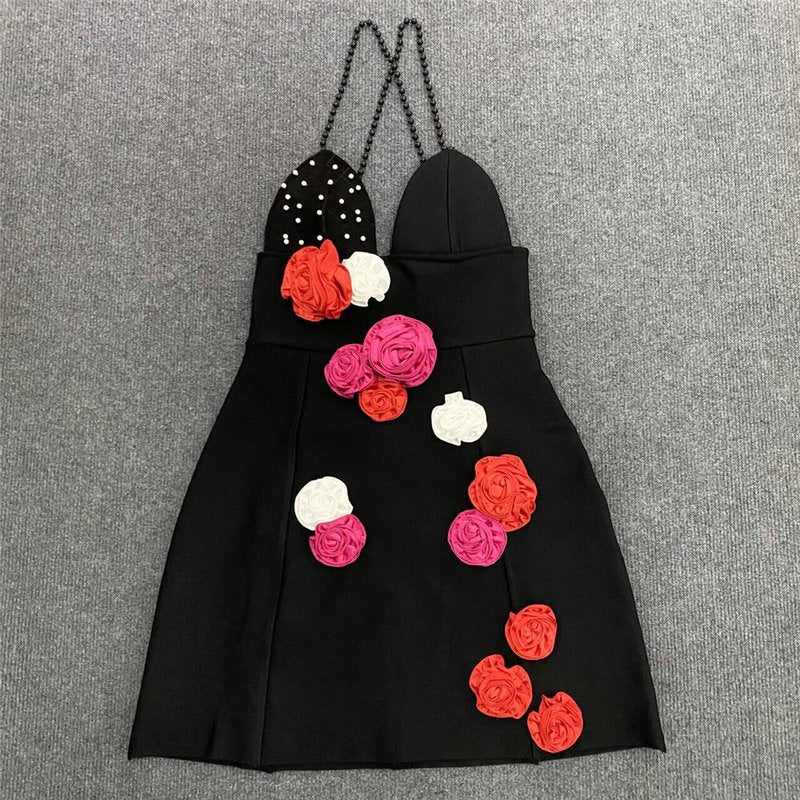 Pearl Strap Floral Mini Dress H6246