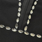 Pearl Trim Halter Long Sleeve Maxi Dress H6535