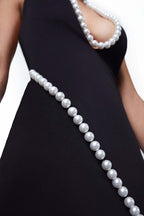 Pearl Trim Halter Maxi Dress H6414
