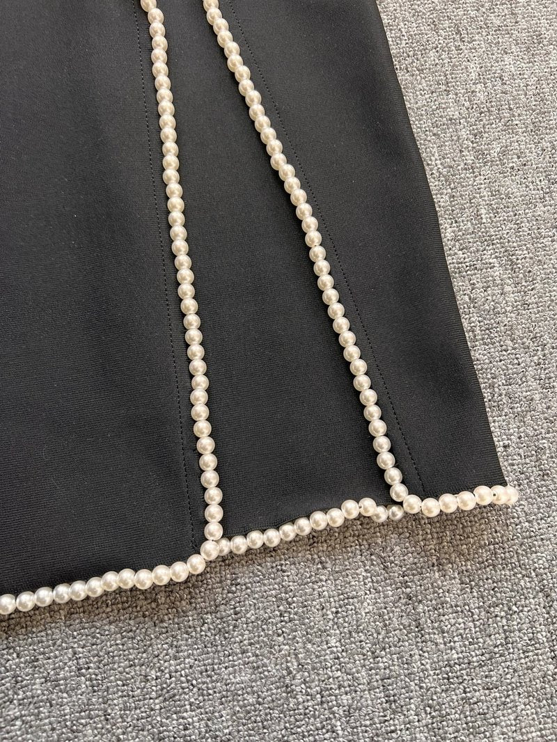 Pearl Trim Halter Maxi Dress H6414