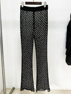 Pearl-Trimmed White Blazer & Beaded Trousers Set H6231