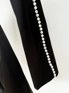 Pearl-Trimmed White Blazer & Beaded Trousers Set H6231