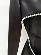 Pearl-Trimmed White Blazer & Beaded Trousers Set H6231