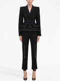 Peplum Blazer Crop Pants Suit H6470