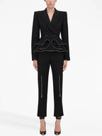 Peplum Blazer Crop Pants Suit H6470
