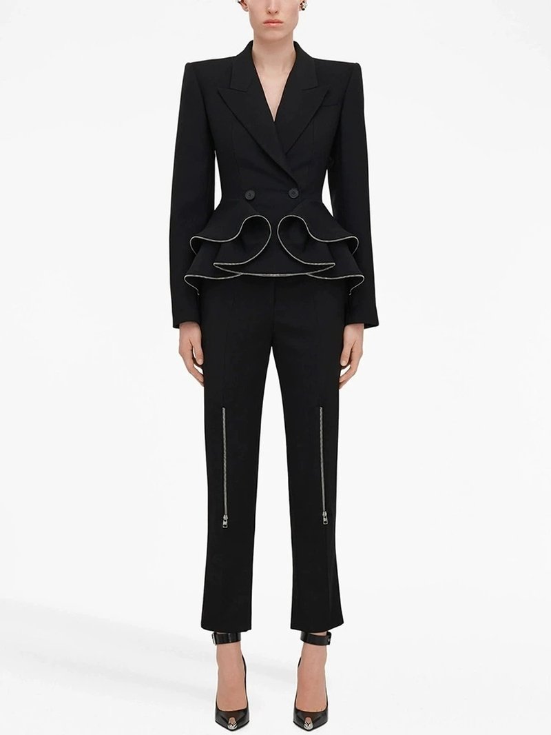 Peplum Blazer Crop Pants Suit H6470