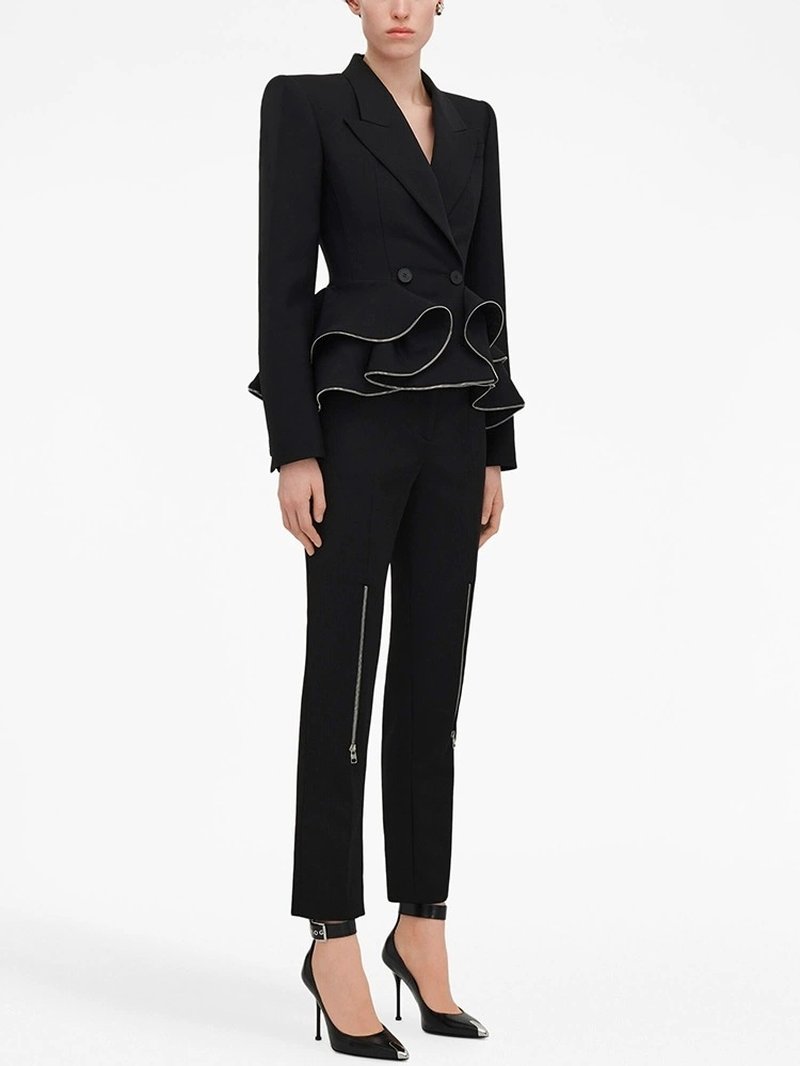 Peplum Blazer Crop Pants Suit H6470
