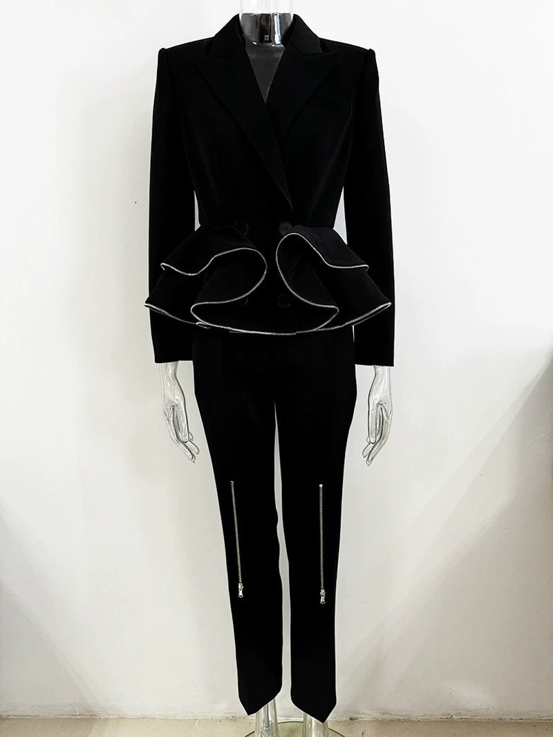 Peplum Blazer Crop Pants Suit H6470