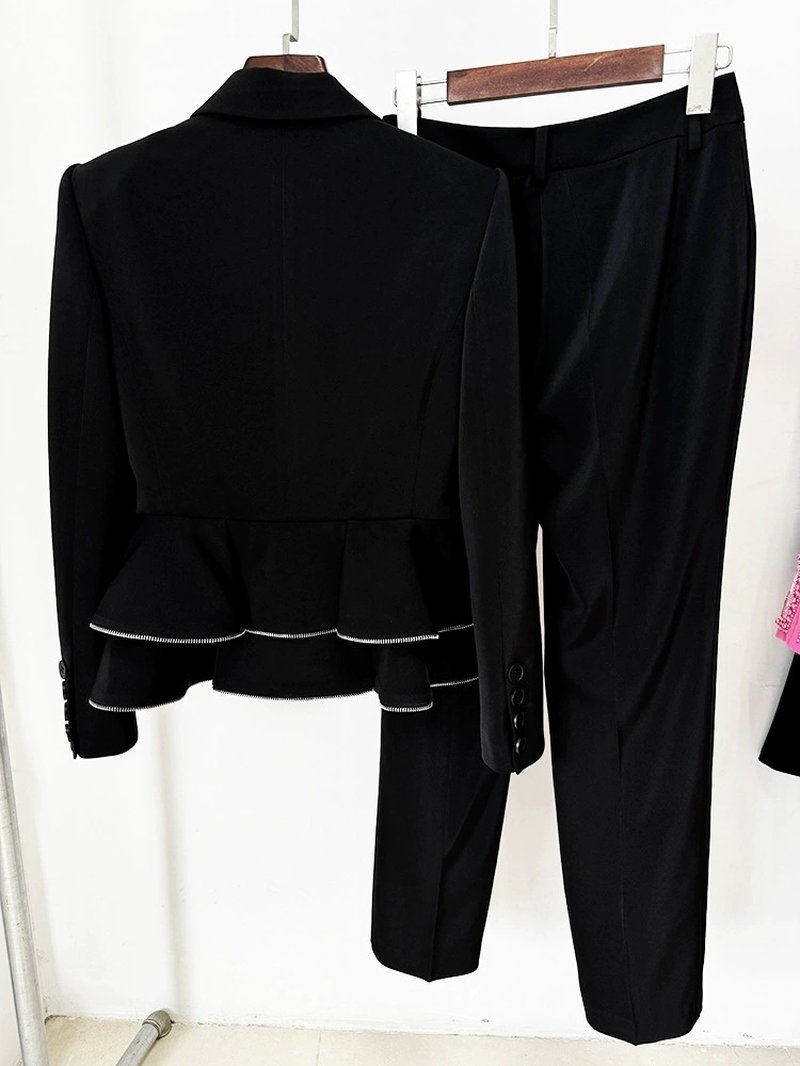 Peplum Blazer Crop Pants Suit H6470
