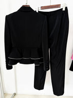 Peplum Blazer Crop Pants Suit H6470
