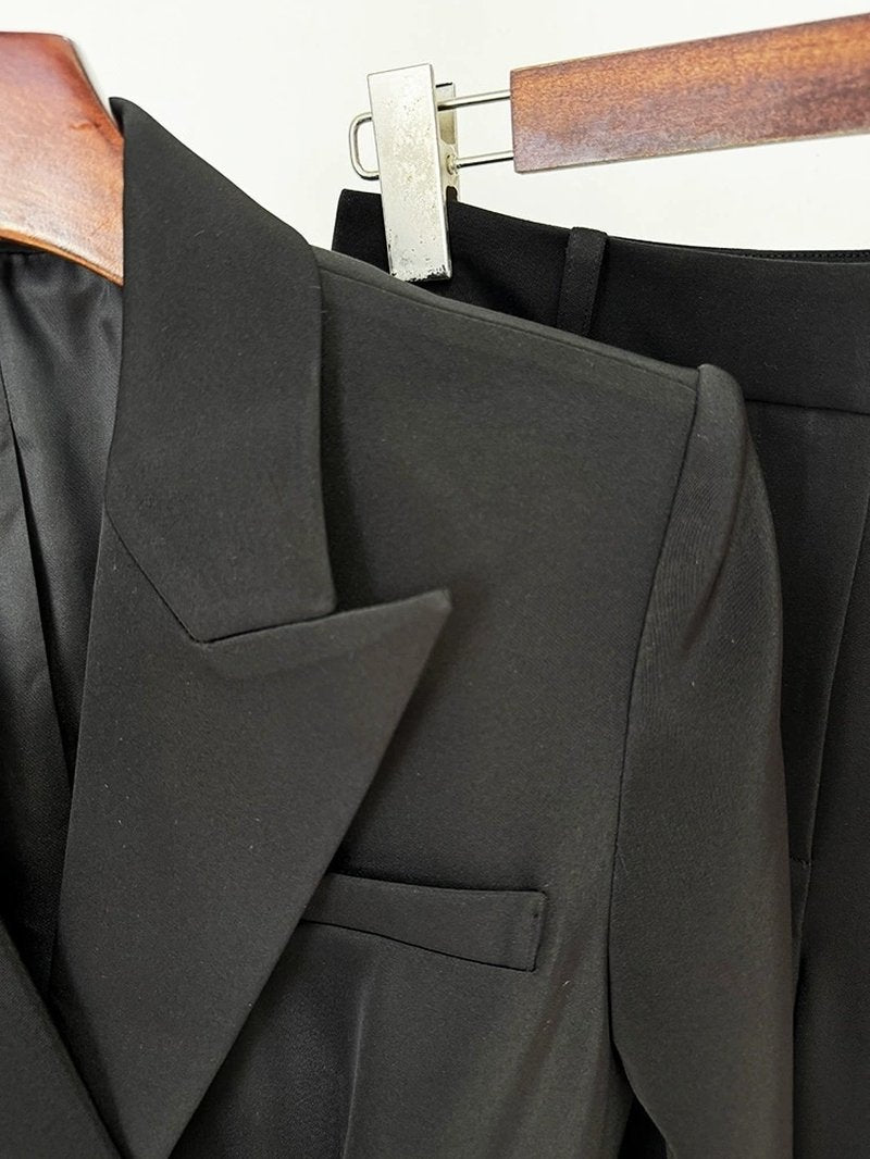 Peplum Blazer Crop Pants Suit H6470