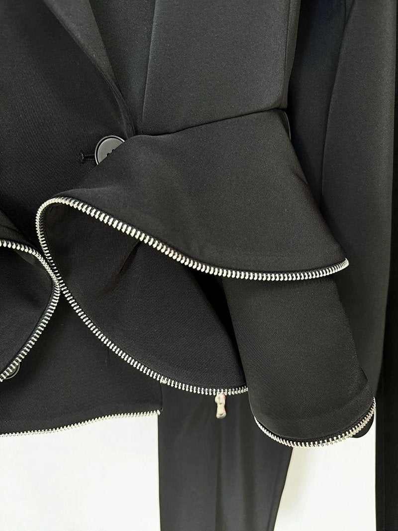 Peplum Blazer Crop Pants Suit H6470