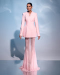 Pink Blazer Sheer Gown Dress H7066
