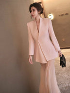 Pink Blazer Sheer Gown Dress H7066