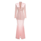 Pink Blazer Sheer Gown Dress H7066