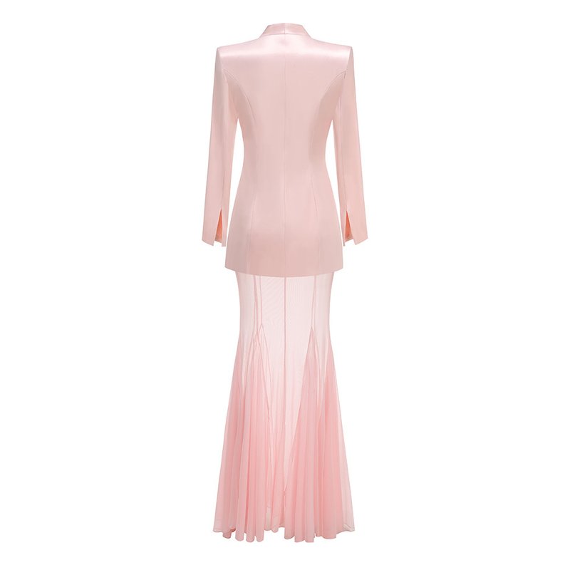 Pink Blazer Sheer Gown Dress H7066