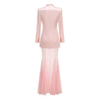 Pink Blazer Sheer Gown Dress H7066