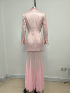 Pink Blazer Sheer Gown Dress H7066