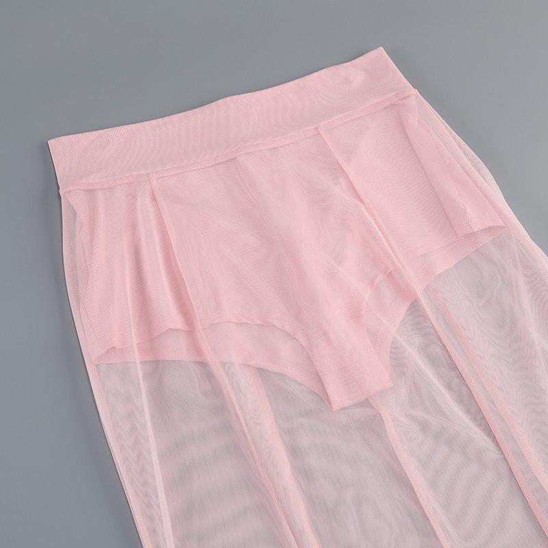 Pink Blazer Sheer Gown Dress H7066