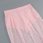 Pink Blazer Sheer Gown Dress H7066