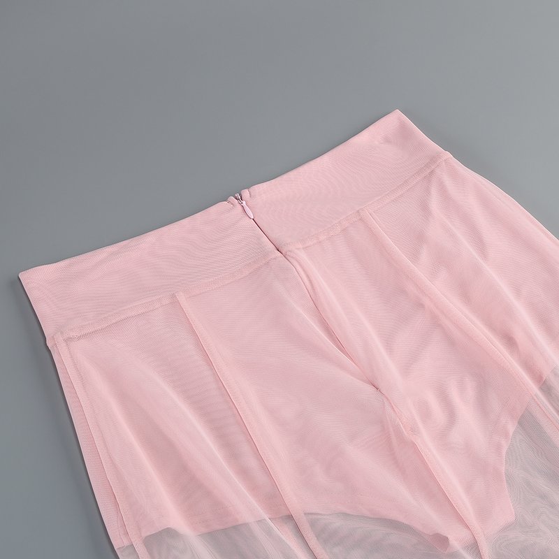 Pink Blazer Sheer Gown Dress H7066