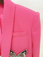 Pink Butterfly Embellished Crop Top & Mini Skirt Set H6019