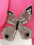Pink Butterfly Embellished Crop Top & Mini Skirt Set H6019