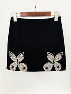 Pink Butterfly Embellished Crop Top & Mini Skirt Set H6019