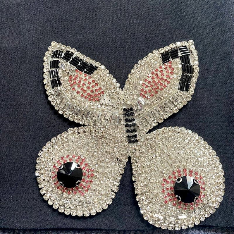 Pink Butterfly Embellished Crop Top & Mini Skirt Set H6019