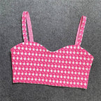 Pink Checkered Crop Top & Skirt Set H5913