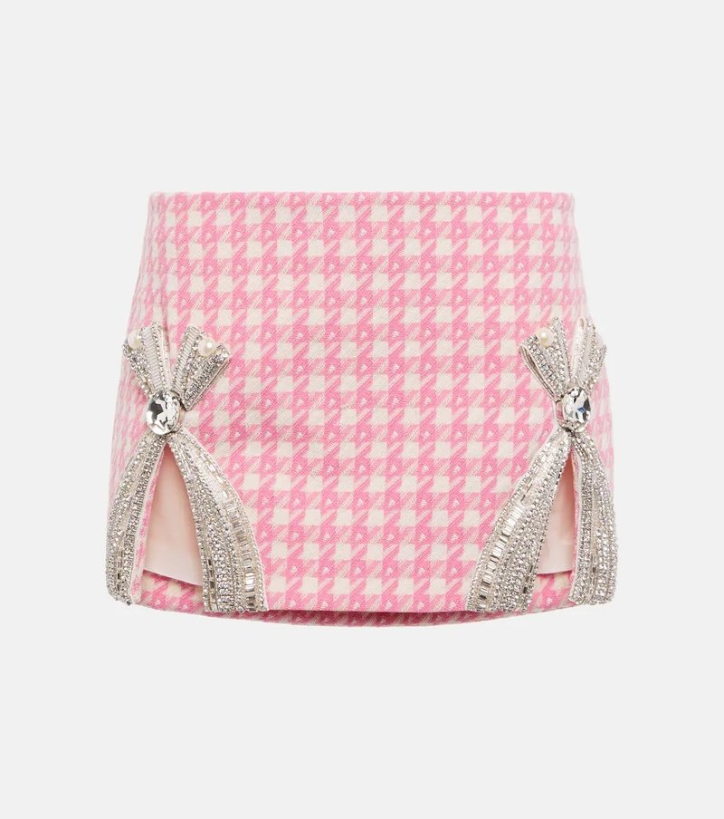 Pink Checkered Crop Top & Skirt Set H5913