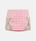 Pink Checkered Crop Top & Skirt Set H5913
