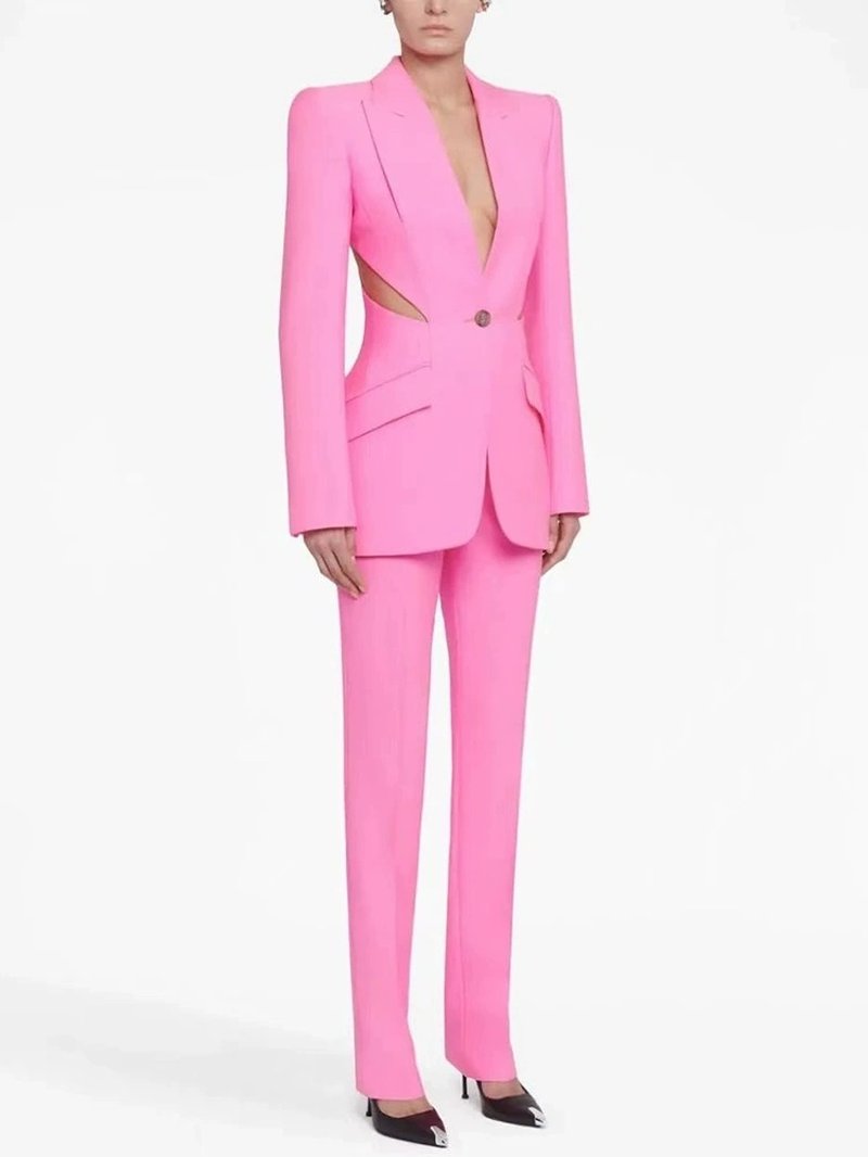 Pink Cutout Blazer Suit Set H6374