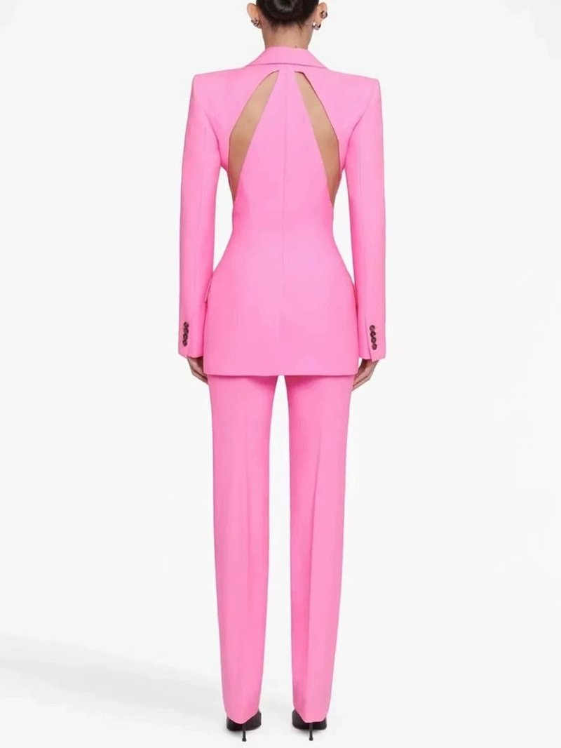 Pink Cutout Blazer Suit Set H6374