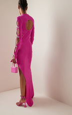 Pink Cutout Bow Sleeve Maxi Dress H5713