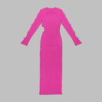 Pink Cutout Bow Sleeve Maxi Dress H5713