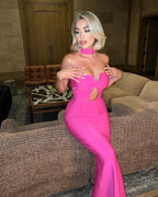 Pink Cutout Mermaid Bandage Dress H4948