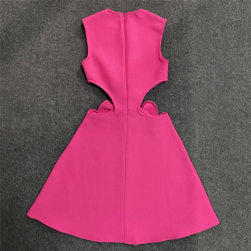 Pink Cutout Rose Detail Mini Dress H6155