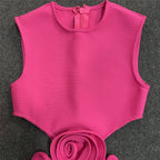 Pink Cutout Rose Detail Mini Dress H6155