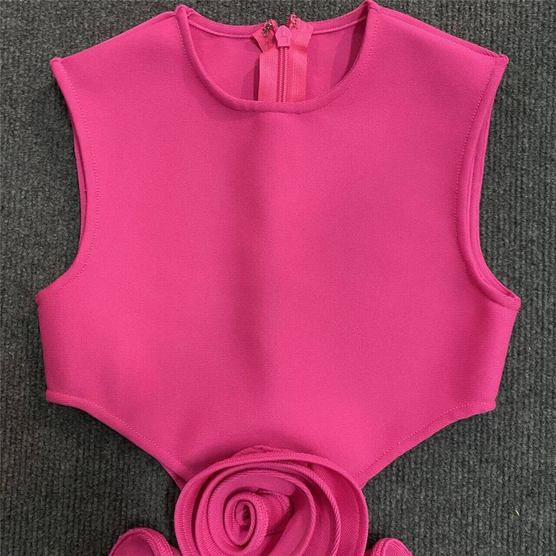 Pink Cutout Rose Detail Mini Dress H6155