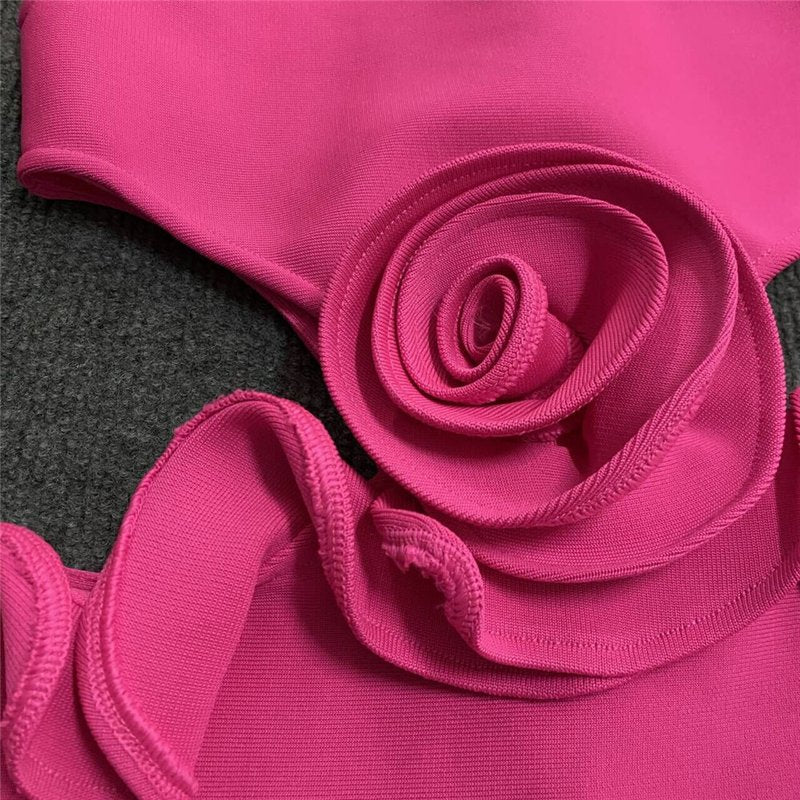 Pink Cutout Rose Detail Mini Dress H6155