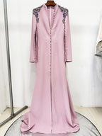 Pink Embellished Cape Sleeve Gown H6996