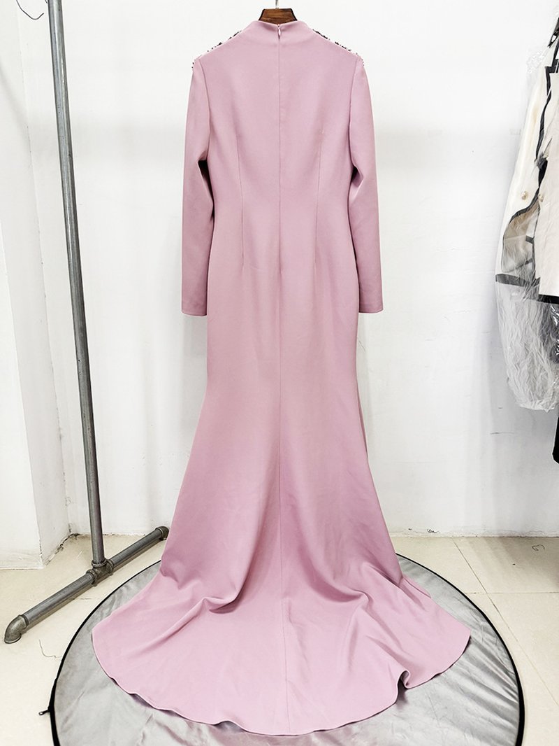 Pink Embellished Cape Sleeve Gown H6996