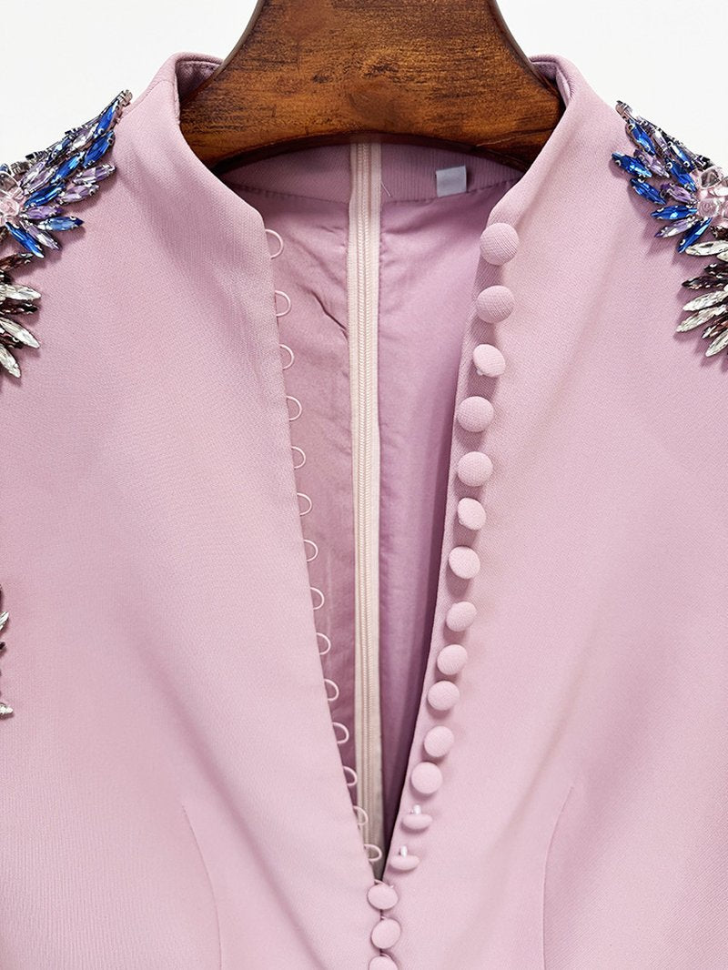 Pink Embellished Cape Sleeve Gown H6996