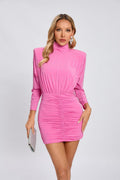 Pink Embellished Ruched Mini Dress H6715